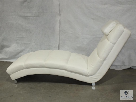 White Faux Leather Chaise Lounge