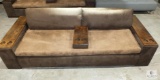 Brown Microfiber Contemporary Style Sofa with Wood Armrest