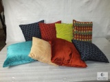 Lot of Eight Decorative Throw Pillows in Assorted Colors