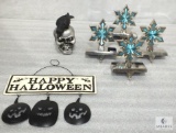 Lot Halloween Decor and Snowflake Holders