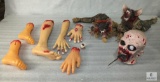 Lot of Spooky Halloween Decorations - Fake Body Parts and Rats