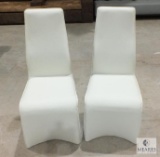 Pair of Contemporary Style Leather Like Covered Dining Chairs