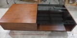 Wood Sofa Table with Smoke Glass Insert