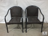 Pair or Indoor / Outdoor Wicker Arm Chairs
