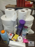 Lot of Toiletry Items - Case of Toilet Paper, Tissues, Heat Wraps