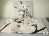 Lot of Three Black and White Floral Canvas Prints