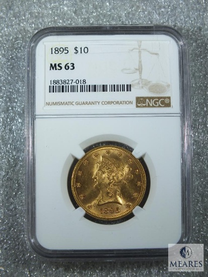 NGC Graded 1895 US $10 Gold Eagle - MS63