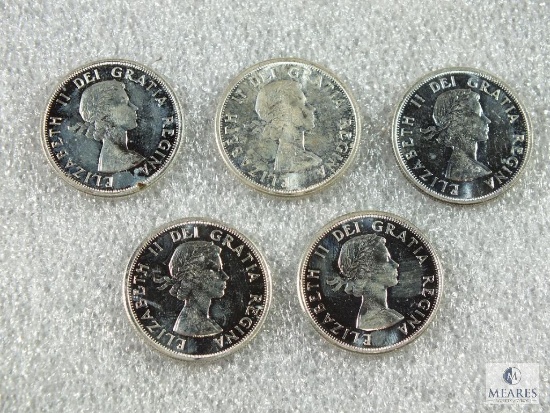 Group of (5) 1963 Canadian Silver Half Dollar Elizabeth II Coins