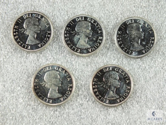 Group of (5) 1963 Canadian Silver Half Dollar Elizabeth II Coins