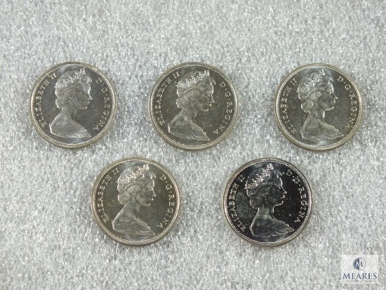 Group of (5) 1965 Canadian Silver Half Dollar Elizabeth II Coins
