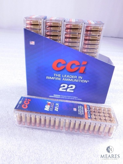 500 Rounds CCI Mini Mag .22 Long Rifle Ammo. 40 Grain Copper Plated. 1235 FPS (5 Boxes Of 100)