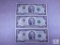 1995 $2.00 Federal Reserve Notes (Three Consecutive Serial Numbers)