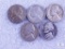 Five Silver Jefferson Nickels from WWII