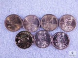 Seven Assorted Sacagawea Dollar