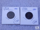 1890 & 1891 Liberty Nickels