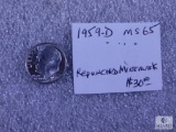 1959-D MS 65 Roosevelt Dime Error - Repunched Mint Mark