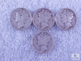 Mercury Dimes 1941, 1942, 1943-D, 1945