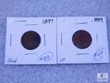 1889 (VF) and 1897 (G) Indian Head Cents