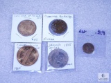 Five Different Tokens includes $20 Cal. Gold Copy & Chattanooga 1965 Sesquicentennial