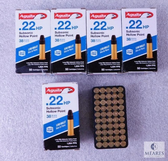 250 Rounds Aguila 22LR 38 Grain Subsonic Hollow Point