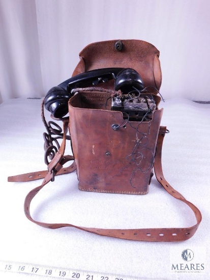 Early WWII EE8 Signal Corps US Army Field Phone in Leather Case