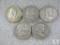 Lot of Five Mixed Date and Mint Franklin Half Dollars