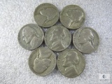 Lot of Seven 1942-D Wartime Alloy Jefferson Nickels