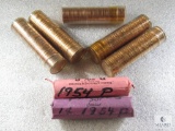 Seven Rolls of Lincoln Cents from the 1950s and 1960s