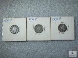 Lot of Three 1931-P Mercury Dimes