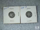 Group of Two 1925-P Mercury Dimes