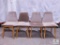 Set of 4 Modern Style Wood and Taupe Upholstered Dining Chairs