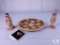 Lot Lakota Tribe Woven Platter with Picture & (2) Gregory Perillo Figurines