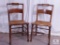 Pair of Vintage Wood & Rattan Seat Dining Chairs