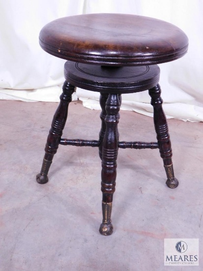 Antique Swivel Height Wood Stool