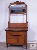 Antique Tiger Oak Wash Stand with Mirror