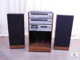 Pilot Vintage Console Stereo System (Record, Radio & Cassette) with 2 Floor Speakers