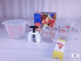 Lot Pyrex and Other Brand Measuring Cups, Kitchen Scales & Copper Measuring Spoons