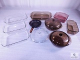 Lot of Assorted Glass Baking Dishes - Clear & Smoke Glass, Most Pyrex Brand