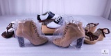 4 Pairs of Assorted Ladies Shoes Size 7 - Saddle Shoes, Sandals, Heeled Boots