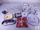 Lot of Christmas Merry Brite China Christmas Dinnerware, Culver Glasses and more
