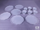 12 Piece Milk Glass Snack Tray Set - (6) Each Plates & Mugs