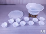 Indiana Colony Harvest Milk Glass Punch Bowl Set