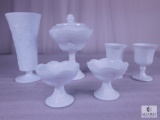 Indiana Colony Harvest Milk Glass Vase, Candy Dish, Candle Holders & Goblets