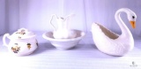 Lot Vintage Ceramic Wash Bowl & Pitcher, Goose Planter & Soup Pot