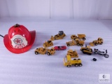 Lot of Assorted Cat Trucks & Tractors and Vintage Texaco Fire Chief Hat