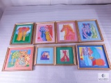 Lot of (8) Betsey Fowler Signed & Framed Colorful Animal Prints