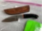 New Stainless Fixed Blade Skinner with Horn Handles and Leather Sheath