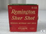 25 Rounds Vintage Remington Shur Shot 16 Gauge Cardboard Shotgun Shells