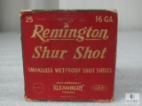 25 Rounds Vintage Remington Shur Shot 16 Gauge Cardboard Shotgun Shells