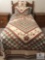 Twin Size Bed Wood Headboard with Quilt Linens